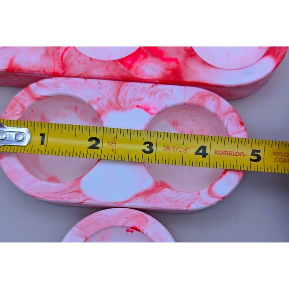 Handmade Eco Resin Tealight Candle Holders-Pink & White Marble Design - Picture 5 of 10